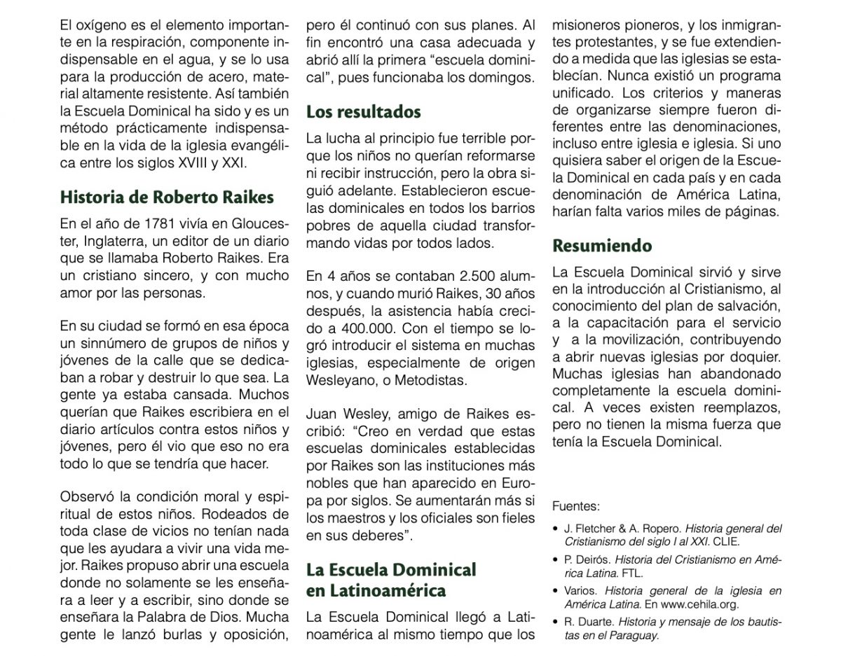 Departamento de Educación | Origen y desarrollo de la Escuela Dominical
